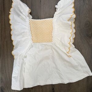 Coconuts by Matisse White and Yellow Ruffle Blouse